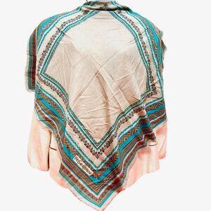 Vintage Yves Saint LaurentL scarf  cotton/ silk  31" gray dust green (25)